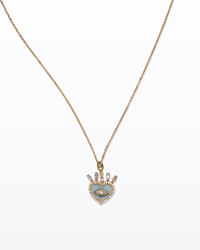 Ti tengo d’occhio – Collana dorata con cuore e occhio